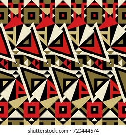 Seamless Modern Pattern. Mix of Triangles and Stripes. Vector Background for Textile Design. Geometric Abstract Texture