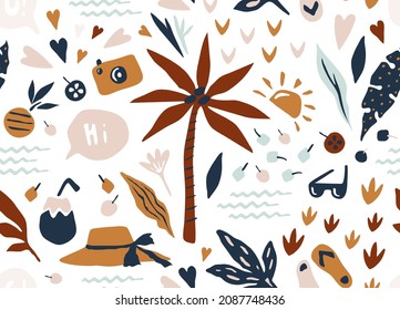 Seamless modern pattern. Rest at the sea. Abstract pattern made in a modern style. For design on fabric, paper, packaging products.