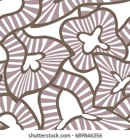 Seamless Modern Stripped Pattern. Black and White Vector Background. Mix of Curved Lines