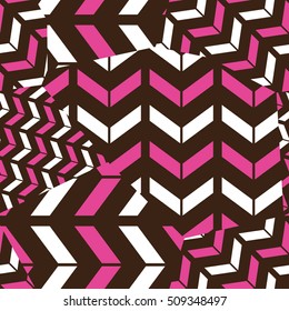 Seamless Modern Stripped Pattern. Colorful Vector Background. Mix of Chevrons