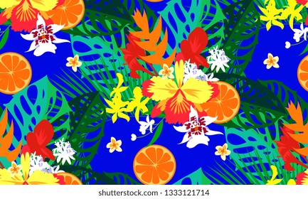 Seamless modern tropical pattern 