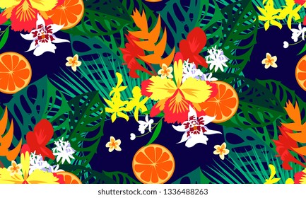Seamless modern tropical pattern 