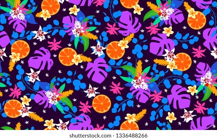 Seamless modern tropical pattern 
