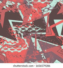 Seamless modern urban pattern with curved grunge elements.