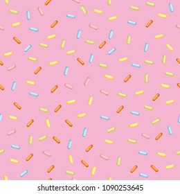 
Seamless Modern Vector Confetti. Background Pattern. Covering confectionery. confetti on pink background. ?olored caramel, lollipops. multicolored sticks. Memphis Pattern. decoration.Holiday Texture