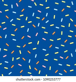 
Seamless Modern Vector Confetti. Background Pattern. Covering confectionery. confetti on blue background. ?olored caramel, lollipops. multicolored sticks. Memphis Pattern. decoration.Holiday Texture