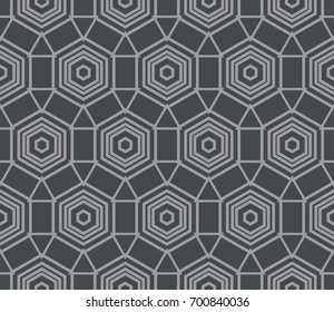 Seamless modern vector illustration with geometric ornament. Grey color