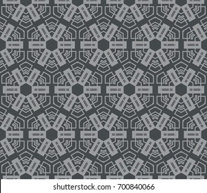 Seamless modern vector illustration with geometric ornament. Grey color