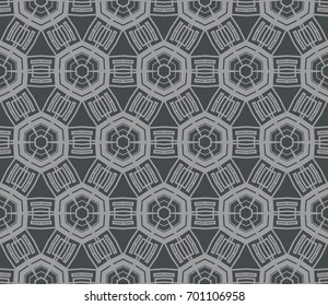 Seamless modern vector illustration with geometric ornament. Grey color