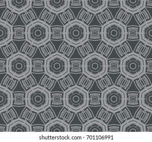 Seamless modern vector illustration with geometric ornament. Grey color