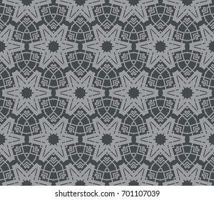 Seamless modern vector illustration with geometric ornament. Grey color