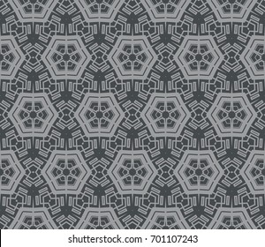 Seamless modern vector illustration with geometric ornament. Grey color
