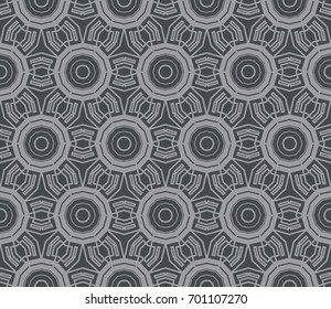 Seamless modern vector illustration with geometric ornament. Grey color