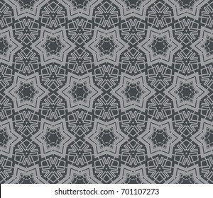 Seamless modern vector illustration with geometric ornament. Grey color