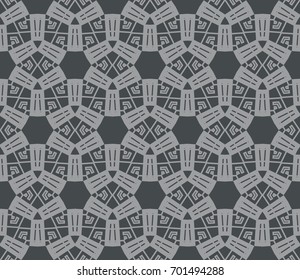 Seamless modern vector illustration with geometric ornament. Grey color