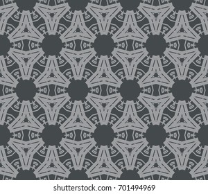 Seamless modern vector illustration with geometric ornament. Grey color