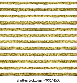 Seamless modern vector pattern with horisontal gold stripes. Festive background, greeting card or wrapping paper.