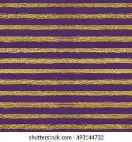 Seamless modern vector pattern with horisontal gold stripes. Festive background, greeting card or wrapping paper.