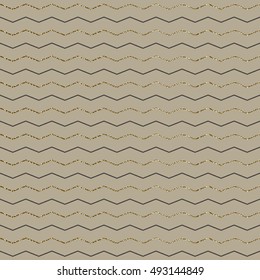 Seamless modern vector pattern with horisontal gold stripes. Festive background, greeting card or wrapping paper.