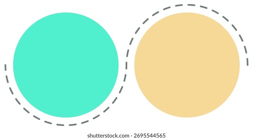 Elemento De Vetor De Comparação Modular Perfeito. Esta ilustração minimalista com círculos preenchidos e contornos tracejados é ideal para criar diagramas de comparação expansíveis ou padrões contínuos