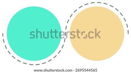Seamless Modular Comparison Vector Element. This minimalist illustration featuring filled circles and dashed outlines is ideal for creating expandable comparison diagrams or continuous patterns