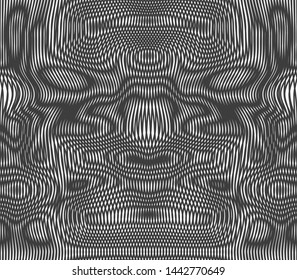 Seamless moire vector background. Moire texture with thin black lines pattern. For design, fabric, textile, cover, banner.
