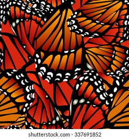 Seamless Monarch Butterfly Pattern Wings On White