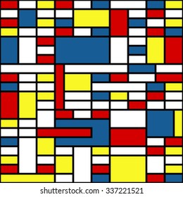Seamless Mondrian style pattern, vintage geometric background - vector illustration