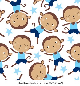 seamless monkey pattern vector illustration