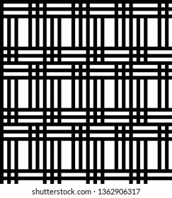 Seamless monochromatic pattern with black and white stripes with optical illusion effect. Tileable seamless design background