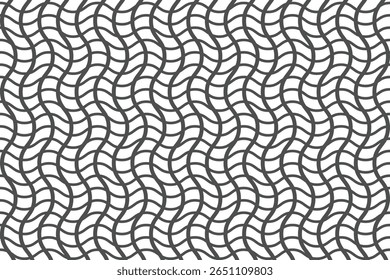A seamless, monochromatic pattern composed of dark gray, flowing, interconnected curved lines. The design creates a sense of depth and movement through its intricate tessellation.