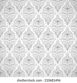 Seamless monochromatic pattern with vintage flowers for your design