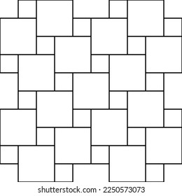 Seamless monochromatic vector graphic consisting of large squares and smaller squares arranged in an interlocking pattern. This is sometimes known as Pythagorean tiling