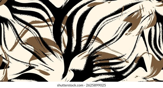 Seamless monochrome abstract art with geometric patterns and minimalist clean lines. Modern digital design for graphic backgrounds, contemporary illustrations, or elegant decor. Bold contrast textures