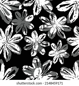 fondo de flores abstractas sin soldadura monocromo, tarjeta de saludo o tela