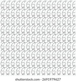 Um padrão abstrato monocromático contínuo de repetição de formas caligráficas ou gancho.