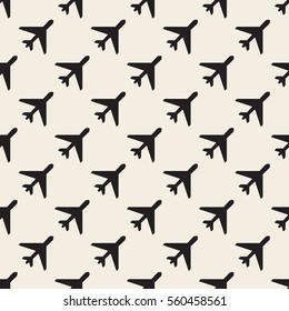seamless monochrome airplane pattern background