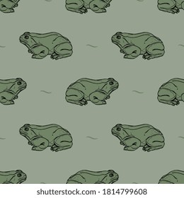 Seamless monochrome animal pattern with frogs or toads.