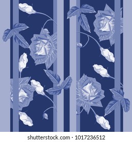Seamless monochrome background with beautiful roses. Design for cloth, wallpaper, gift wrapping. Print for silk, calico and home textiles.Vintage natural pattern.Vector.