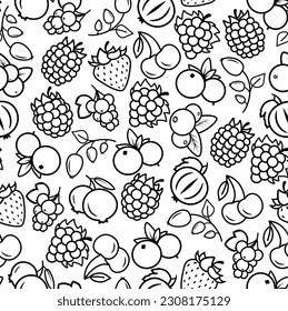 Seamless monochrome berry pattern. Vector illustration