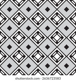 Seamless monochrome black and white tile set. Vector geometric squares and diamond shapes. Suitable for interior design, wallpaper, kitchen, backdrop, background, websites, textiles. EPS 10. 