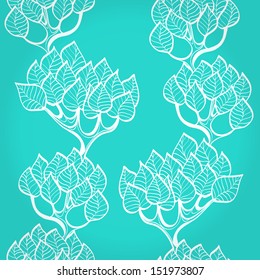 Seamless monochrome blue background with trees. Eps10