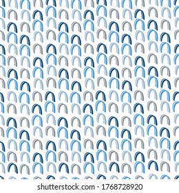 seamless monochrome blue pattern background with abstract hand draw curve line