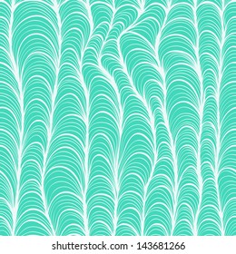 Seamless monochrome blue pattern with hand drawn abstract waves