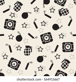 seamless monochrome bomb pattern background
