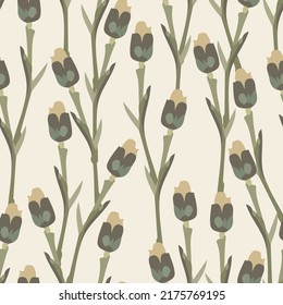seamless monochrome branches and flowers
pattern background , greeting card or fabric