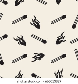 seamless  monochrome burning matches with flame pattern background