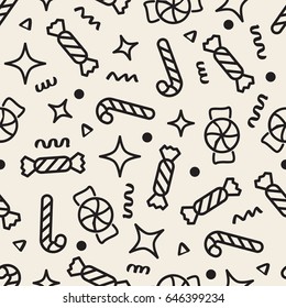 seamless monochrome candy pattern background