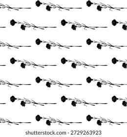 Nahtlose monochrome Nelken Muster Hintergrund Vektor