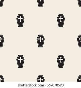 seamless monochrome casket and cross pattern background